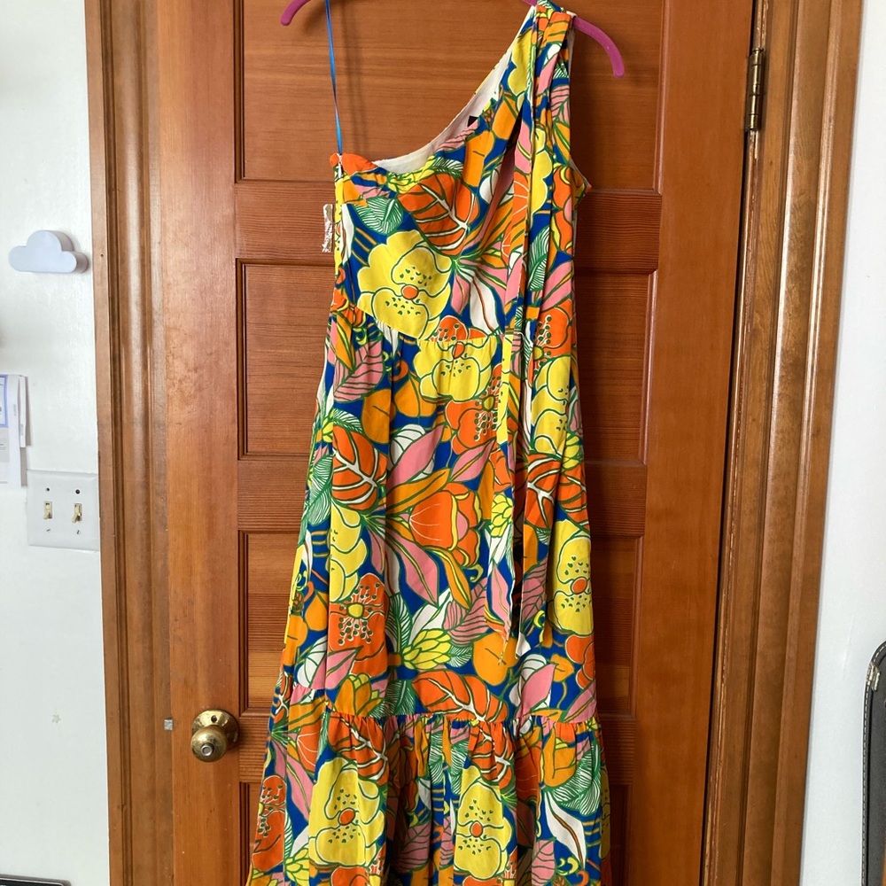 J. Crew Vibrant Floral Tropical One-Shoulder Dress NWT